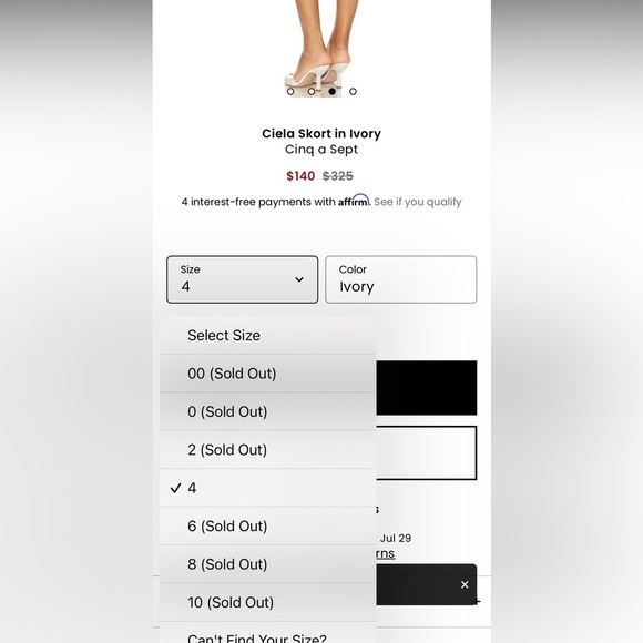 New! Revolve x Cinq a Sept Ciela White Mini Skirt/ Skort 🤍 size 6 NWT! - Picture 6 of 12